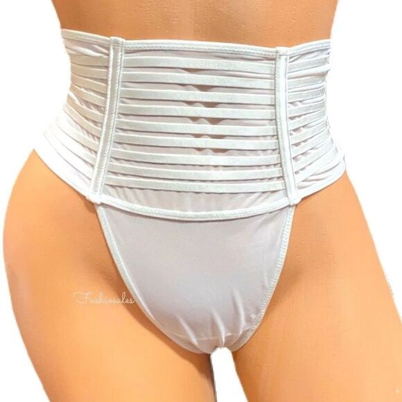 Victorias Secret LUXE Sheer Mesh HighWaist Strappy thong panty White Small - Picture 3 of 5